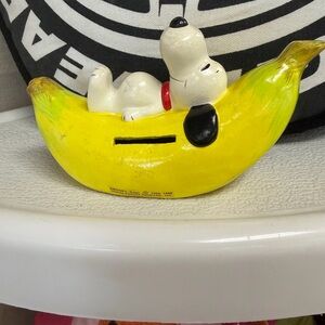 RARE Vintage Snoopy Banana Coin Bank